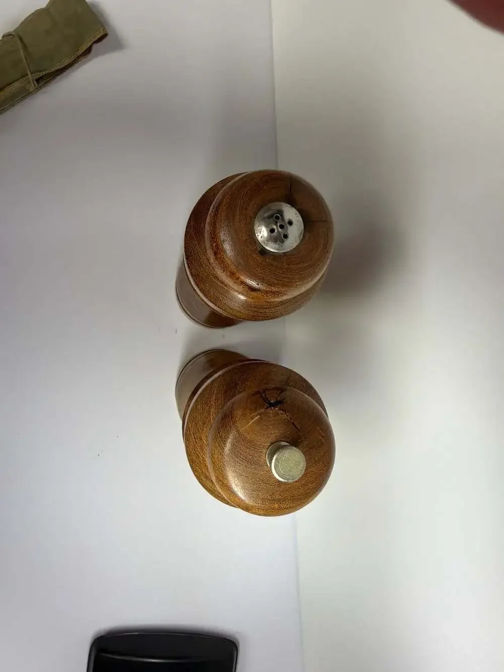 Vintage Hand-Turned Mesquite Wood Salt Shaker and Pepper Mill Grinder Set 10 Inc